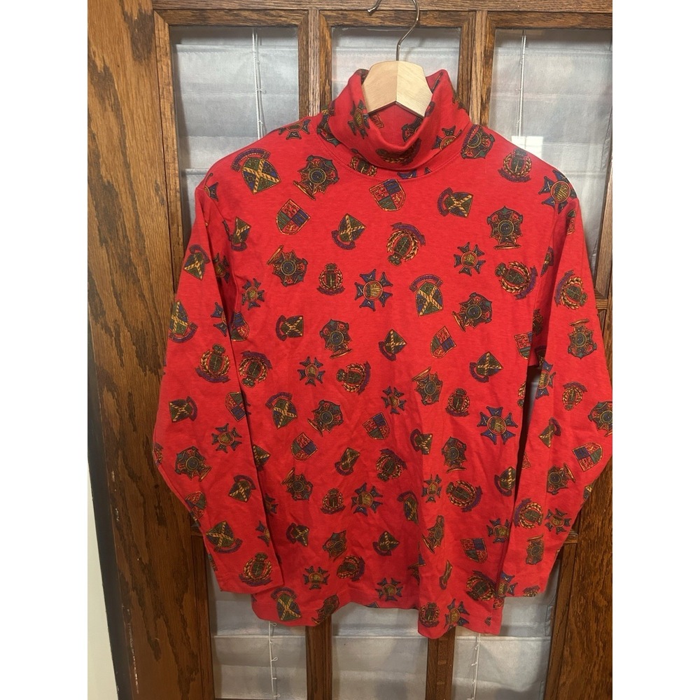 Vintage Hunter Club Heritage Cotton Turtle Neck With All Over Emblem Print Med